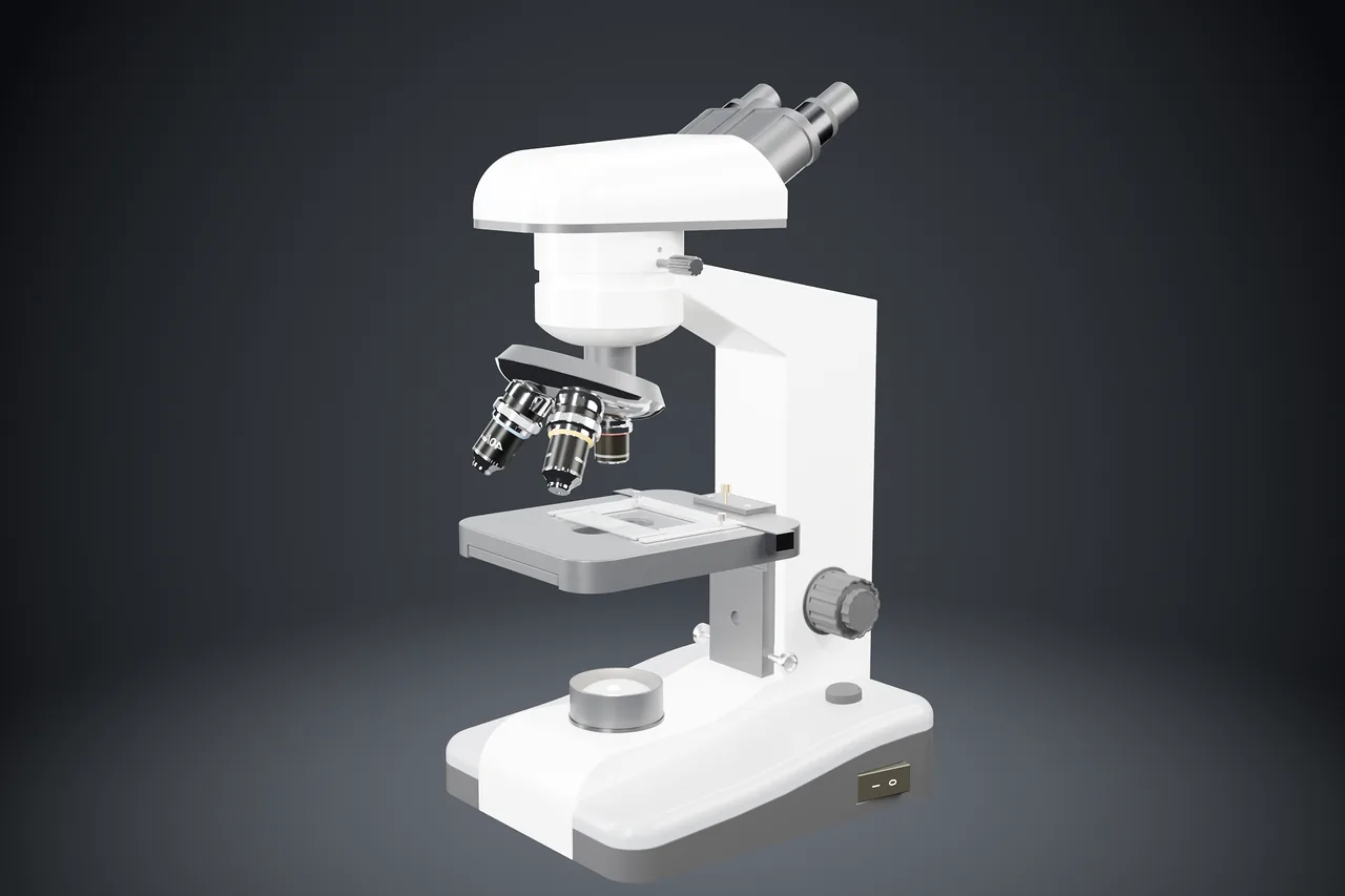 3D model of a microscope in studio lighting — product render